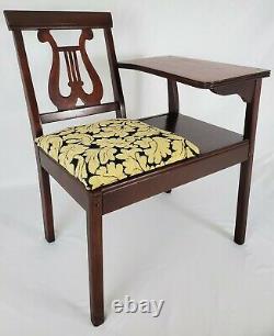Antique Telephone Table Gossip Chair Hall Bench Harp Lyre Chippendale Vintage