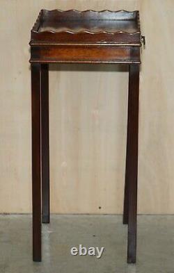 Antique Thomas Chippendale Style Tall Side Table With Sliding Candle Shelf
