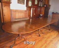Antique Triple Pedestal 144 Dining Room Banquet Table Flame Mahogany 12' long