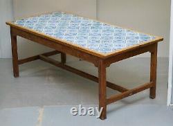 Antique Victorian Tiled Refectory Dining Table Stunning English Country House