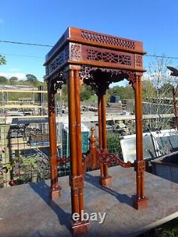 Antique Vintage Chinese Chippendale Style Hardwood Side Display Table Stand