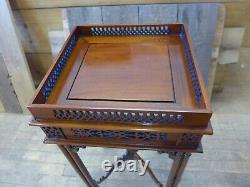 Antique Vintage Chinese Chippendale Style Hardwood Side Display Table Stand