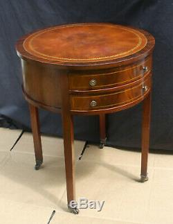 Antique Vintage Columbia Mahogany Wood, Antique Round End Tables