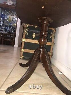 Antique Vtg 2 Tier Butler Entry Side Table Mahogany Carved Claw Foot Chippendale