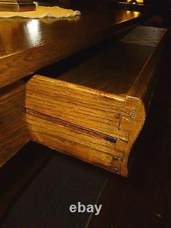 Antique oak Desk Library table ornate Larkin co chippendale feet refinished 1900