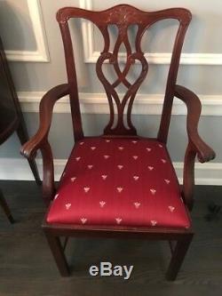 Authentic 6 CRAFTIQUE Mahogany Hand Made Chippendale Style Chairs Bee Cushions