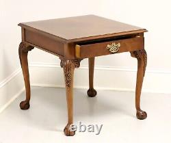 BAKER Burl Walnut Banded Chippendale Ball in Claw Side Table