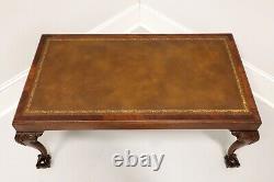 BARNARD & SIMONDS Mahogany and Leather Chippendale Ball in Claw Coffee Table