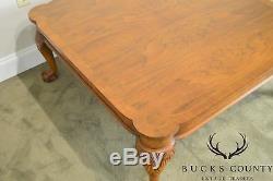 Baker Chippendale Style Walnut Claw Foot Large Square Coffee Table