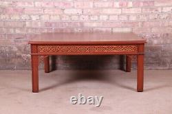 Baker Furniture Chinese Chippendale Carved Mahogany Coffee Table, Newly Refinish