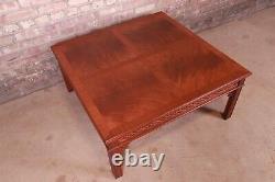 Baker Furniture Chinese Chippendale Carved Mahogany Coffee Table, Newly Refinish