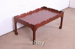 Baker Furniture Chinese Chippendale Carved Mahogany Coffee Table, Refinished