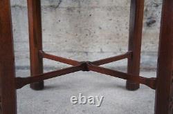 Baker Furniture Chinese Chippendale Carved Mahogany Drum Side Accent Table 26