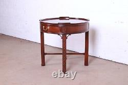Baker Furniture Chinese Chippendale Carved Mahogany Tea Table