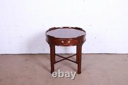 Baker Furniture Chinese Chippendale Carved Mahogany Tea Table