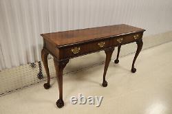 Baker Furniture Chippendale Burled Console Table Ball & Claw Feet