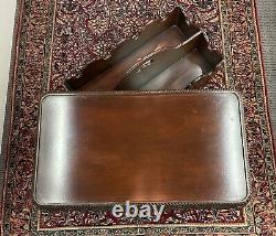 Baker Furniture Chippendale Canterbury Mahogany 2 Piece Magazine Book Stand