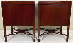 Baker Furniture Chippendale Carved Mahogany Nightstand, a Pair