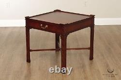 Baker Furniture Chippendale Style Vintage Pair of Mahogany Side Tables