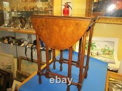 Baker Furniture Co. Small Walnut Burled Drop-leaf Gate-leg Table