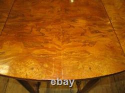 Baker Furniture Co. Small Walnut Burled Drop-leaf Gate-leg Table