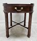 Baker Furniture Mahogany Accent End Drum Table One Drawer Chinese Chippendale