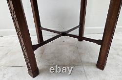 Baker Furniture Mahogany Accent End Drum Table One Drawer Chinese Chippendale