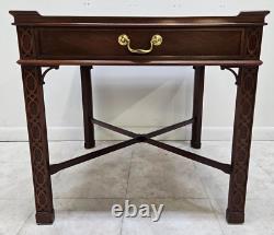 Baker Furniture Mahogany Accent End Table One Drawer Chinese Chippendale