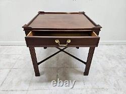 Baker Furniture Mahogany Accent End Table One Drawer Chinese Chippendale