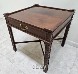 Baker Furniture Mahogany Accent End Table One Drawer Chinese Chippendale