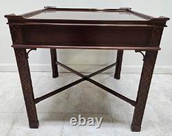 Baker Furniture Mahogany Accent End Table One Drawer Chinese Chippendale