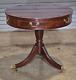 Baker Furniture Mahogany Round Drum Top Occasional Table Two Drawer Casters