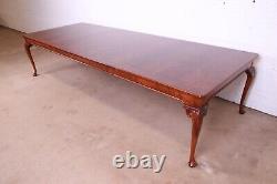 Baker Furniture Stately Homes Chippendale Burled Walnut Extension Dining Table
