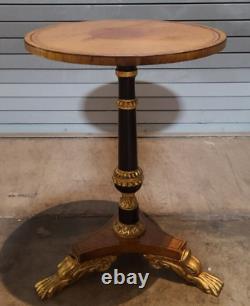 Baker Furniture Stately Homes Regency Ebonized and Giltwood Pedestal Side Table