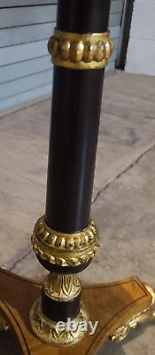 Baker Furniture Stately Homes Regency Ebonized and Giltwood Pedestal Side Table