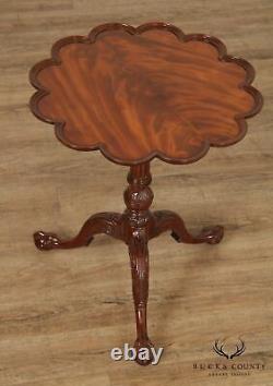 Baker George III Chippendale Style Mahogany Pie Crust Tilt Top Table (A)
