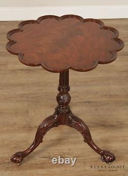Baker George III Chippendale Style Mahogany Pie Crust Tilt Top Table (B)