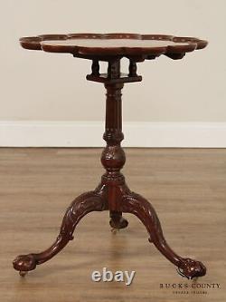 Baker George III Chippendale Style Mahogany Pie Crust Tilt Top Table (B)