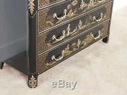 Baker Stately Homes Black Paint Decorated Chinoiserie Commode or Chest w Ormulu