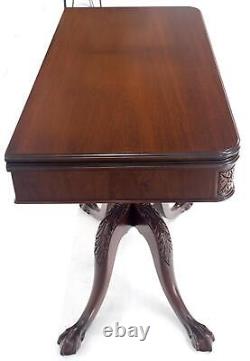 Ball & Claw Chippendale Style Mahogany Expandable Flip Top Game Console Table