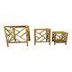 Bamboo Chippendale Rattan Nesting Tables 3 With Glass Top