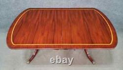 Banded Mahogany Duncan Phyfe Dining Table Williamsburg Style Brass Paw 2 Leaves