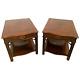 Bassett Furniture Side Tables Nightstands Walnut Inlays Top Drawer Bottom Shelf