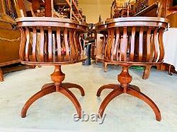 Beautiful Antique Pair of Mahogany Chippendale Inlaid Nightstands Side Tables