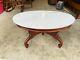 Beautiful Antique Solid Mahogany Oval Marble Top Carved Coffee Table L@@k