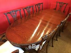Beautiful Chippendale style Cuban Mahogany dining table set, Pro French polished