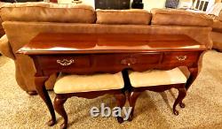 Beautiful Sofa Table + Ottomans Thomasville Furniture Three Drawers Chippendale