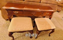 Beautiful Sofa Table + Ottomans Thomasville Furniture Three Drawers Chippendale