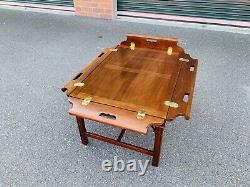 Beautiful Vintage Baker Furniture Solid Mahogany Butler's Tray Coffee Table