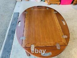 Beautiful Vintage Mahogany Chippendale Style Butler's Folding Leaf Coffee Table
